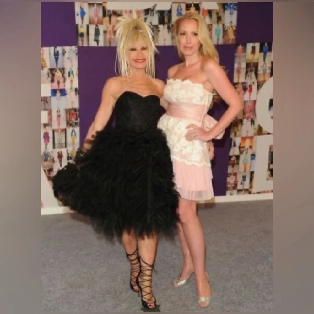 Rare Vintage BETSEY JOHNSON Evening Tulle Lace Velvet LBD Little Black Dress 2 - Picture 6 of 6